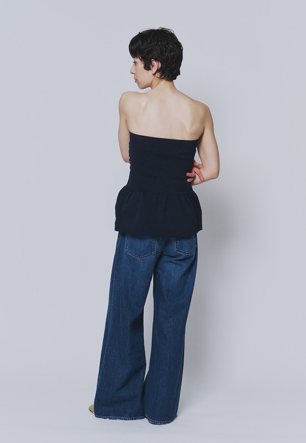 ＜LOWER（ローヴァー）＞&ldquo;18G Smooth Peplum&rdquo;ベアトップ 詳細画像 Blue 5