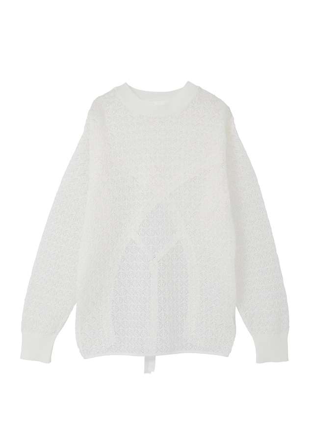＜NEPLA（ネプラ）＞リーフ編みバックレイヤードプルオーバー 詳細画像 White 11