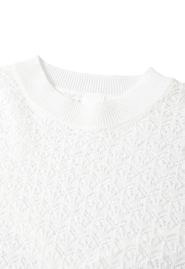 ＜NEPLA（ネプラ）＞リーフ編みバックレイヤードプルオーバー 詳細画像 White 13