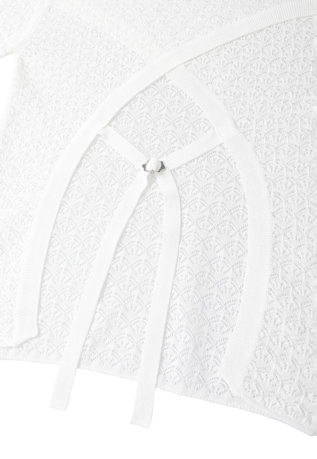 ＜NEPLA（ネプラ）＞リーフ編みバックレイヤードプルオーバー 詳細画像 White 19