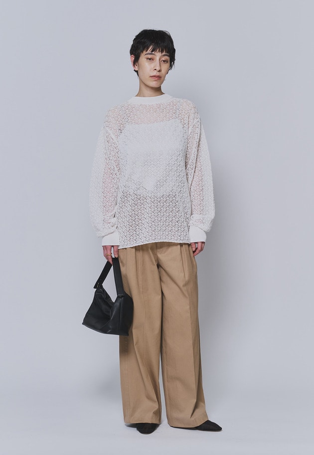 ＜NEPLA（ネプラ）＞リーフ編みバックレイヤードプルオーバー 詳細画像 White 2