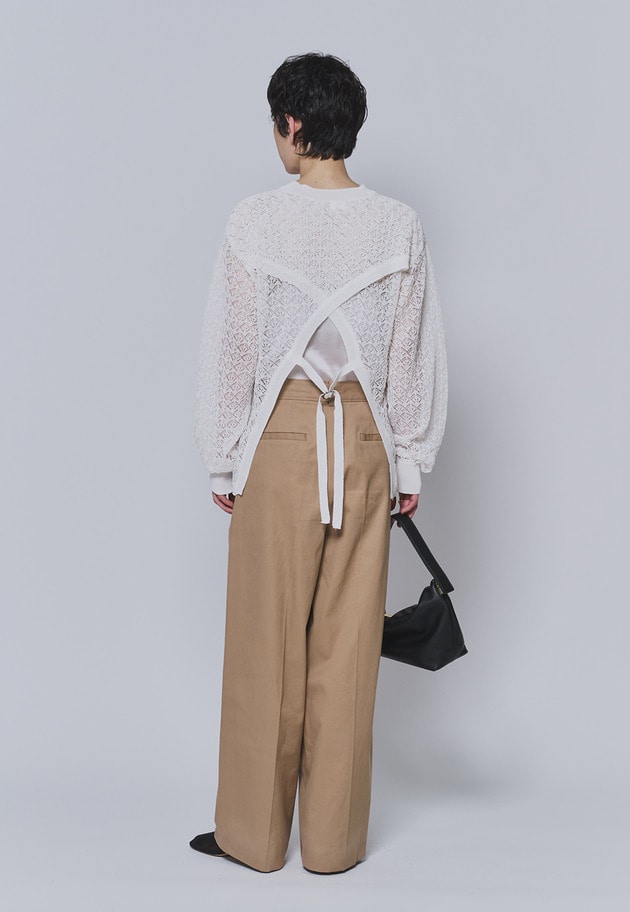 ＜NEPLA（ネプラ）＞リーフ編みバックレイヤードプルオーバー 詳細画像 White 5