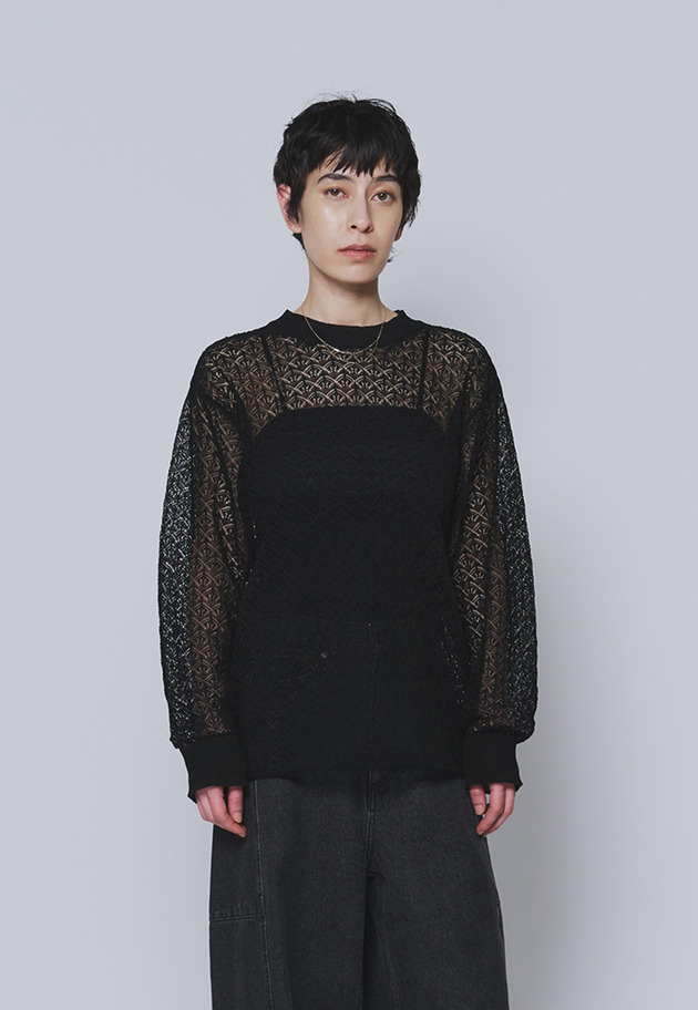 ＜NEPLA（ネプラ）＞リーフ編みバックレイヤードプルオーバー 詳細画像 Black 1