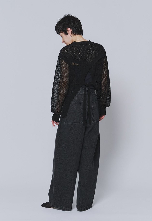 ＜NEPLA（ネプラ）＞リーフ編みバックレイヤードプルオーバー 詳細画像 Black 5