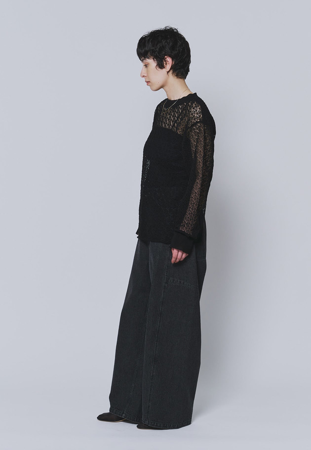 ＜NEPLA（ネプラ）＞リーフ編みバックレイヤードプルオーバー 詳細画像 Black 6