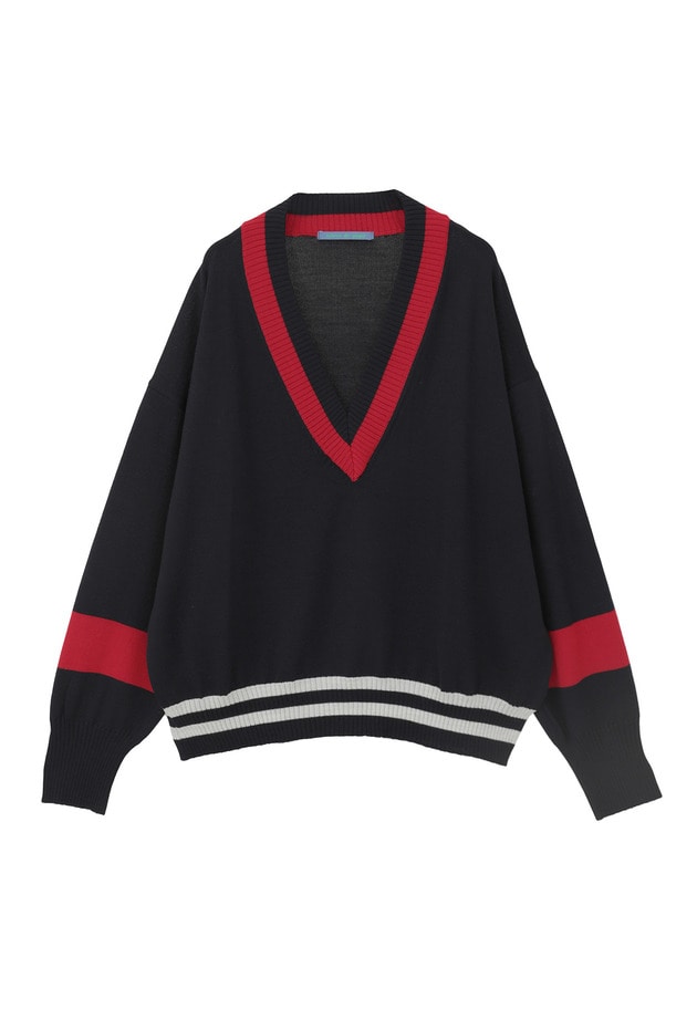 ＜tricot de papa（トリコ・デ・パパ）>スクールニットプルオーバー 詳細画像 Navy 1