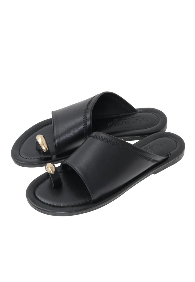 ＜CORSO ROMA 9 (コルソローマ ノーヴェ)＞ゴールドパーツサンダル 詳細画像 Black 5