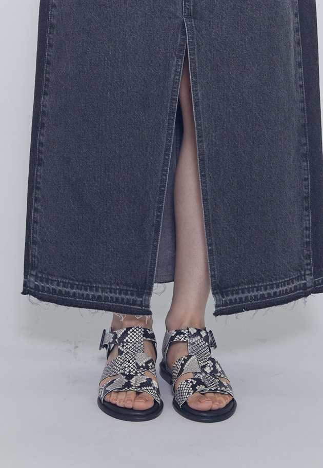 ＜Luca Grossi (ルカ グロッシ)＞パイソンサンダル 詳細画像 Black 1