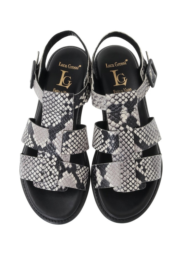 ＜Luca Grossi (ルカ グロッシ)＞パイソンサンダル 詳細画像 Black 5