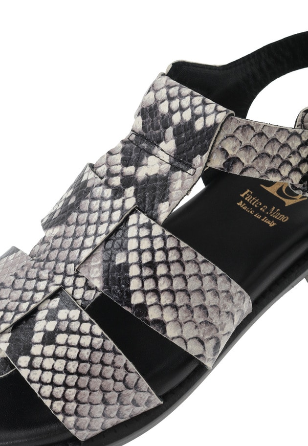 ＜Luca Grossi (ルカ グロッシ)＞パイソンサンダル 詳細画像 Black 9