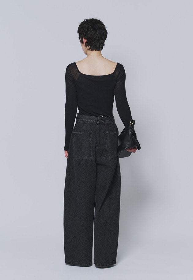 ＜NICENICE MOMENT（ナイスナイス モーメント）＞オープンショルダーロングスリーブ 詳細画像 Black 4