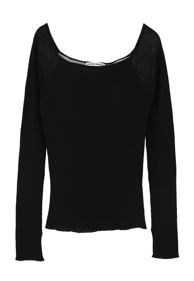 ＜NICENICE MOMENT（ナイスナイス モーメント）＞オープンショルダーロングスリーブ 詳細画像 Black 5