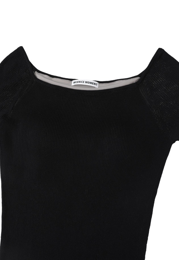 ＜NICENICE MOMENT（ナイスナイス モーメント）＞オープンショルダーロングスリーブ 詳細画像 Black 7