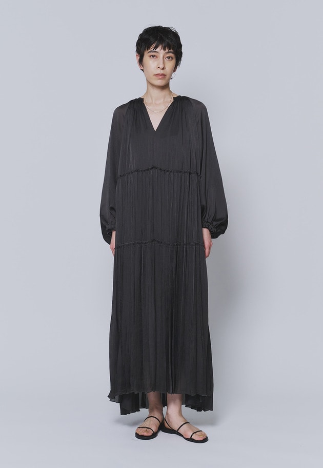 楊柳サテンプリーツワンピース 詳細画像 Charcoal 2