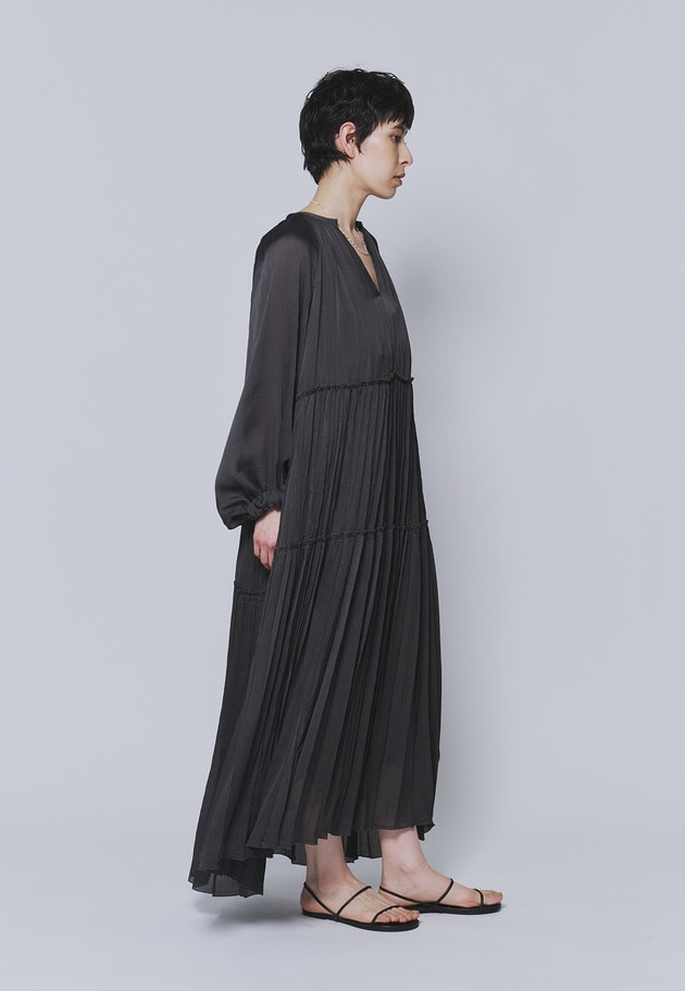 楊柳サテンプリーツワンピース 詳細画像 Charcoal 3