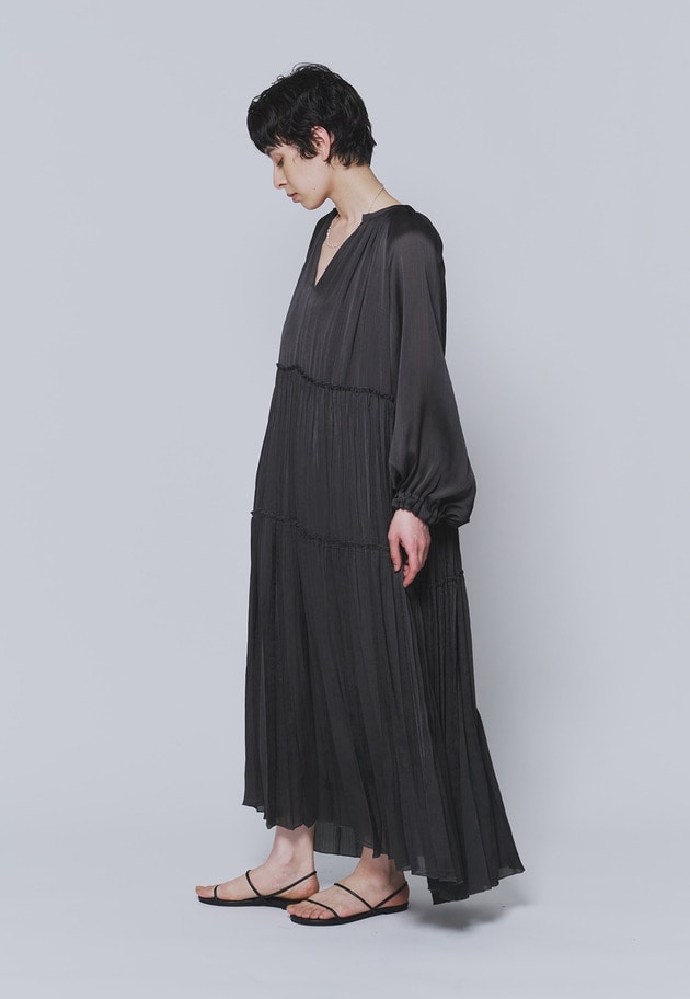 楊柳サテンプリーツワンピース 詳細画像 Charcoal 5
