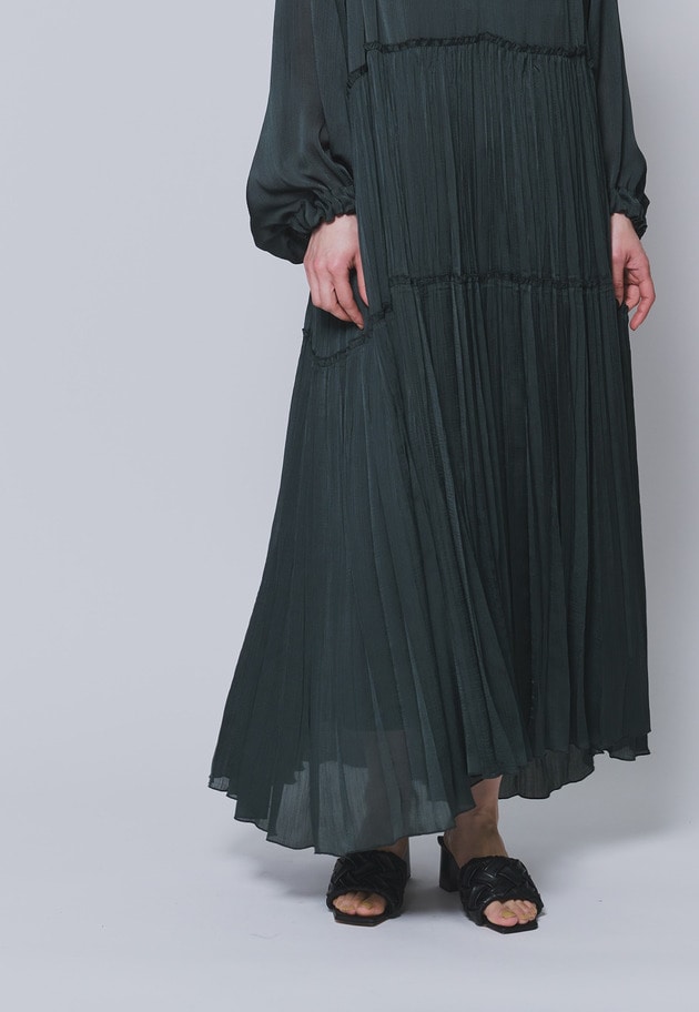 楊柳サテンプリーツワンピース 詳細画像 Green 6