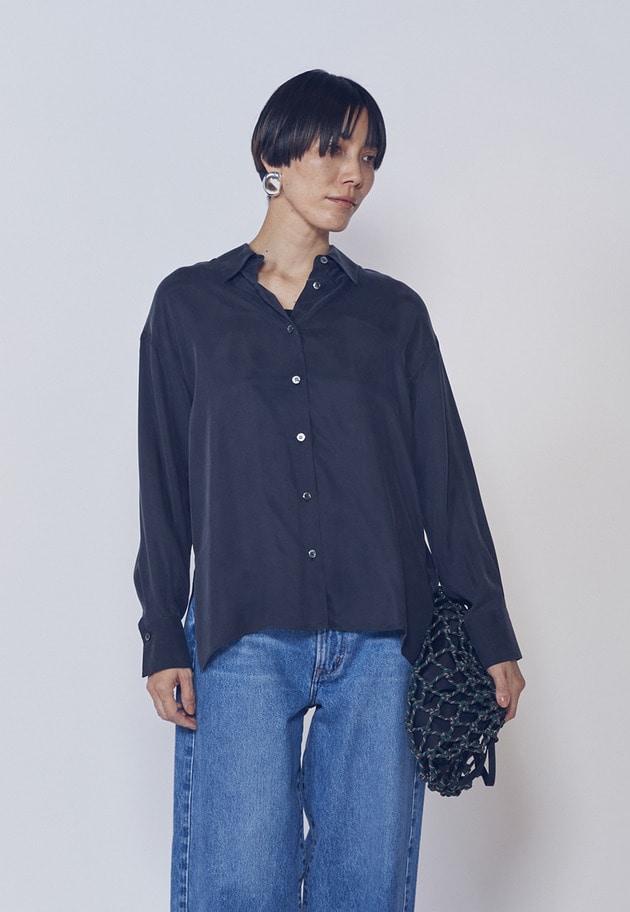 【新色】キュプラフィブリルレギュラーカラーシャツ 詳細画像 Black 1