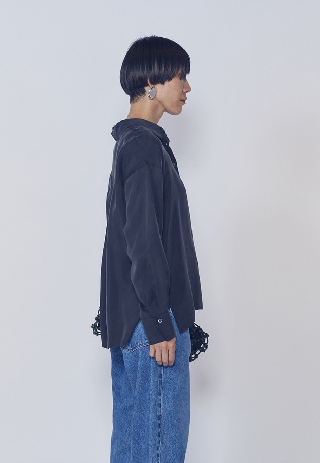 【新色】キュプラフィブリルレギュラーカラーシャツ 詳細画像 Black 2