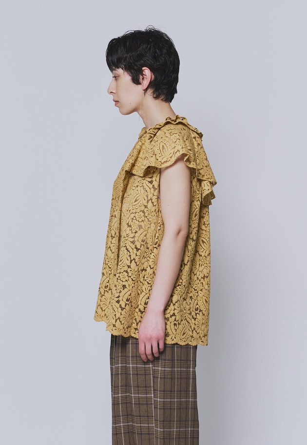 【予約】フラワーレースケープブラウス 詳細画像 Camel 3
