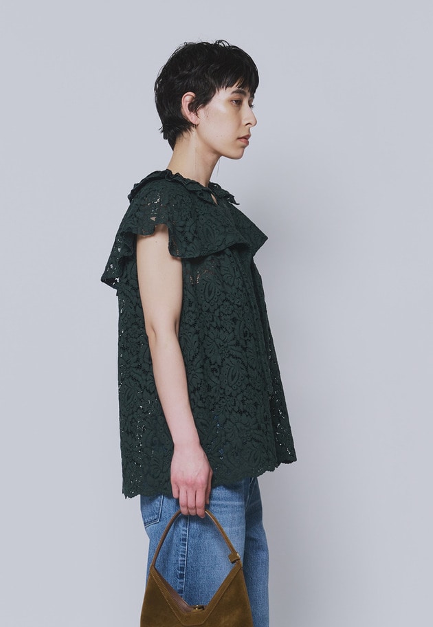 【予約】フラワーレースケープブラウス 詳細画像 Green 2
