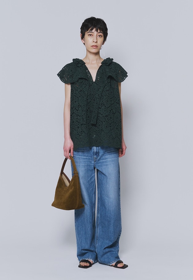 【予約】フラワーレースケープブラウス 詳細画像 Green 3