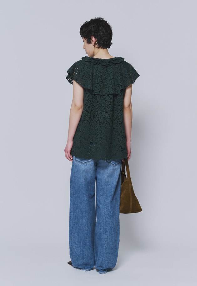 【予約】フラワーレースケープブラウス 詳細画像 Green 4
