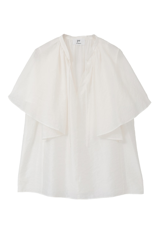 シアーキュプラシルクラッフルブラウス 詳細画像 Offwhite 11