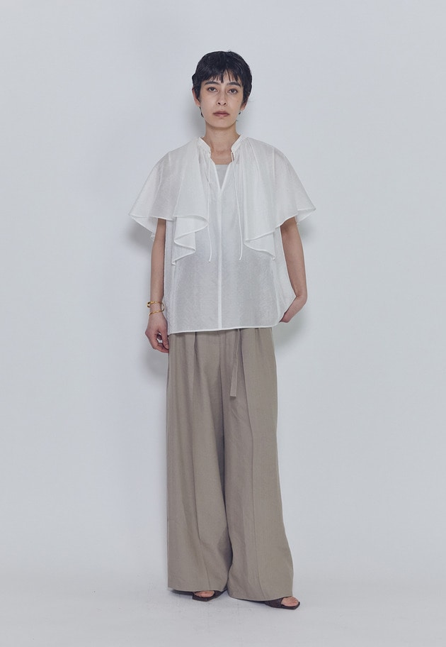 【予約】シアーキュプラシルクラッフルブラウス 詳細画像 Offwhite 2