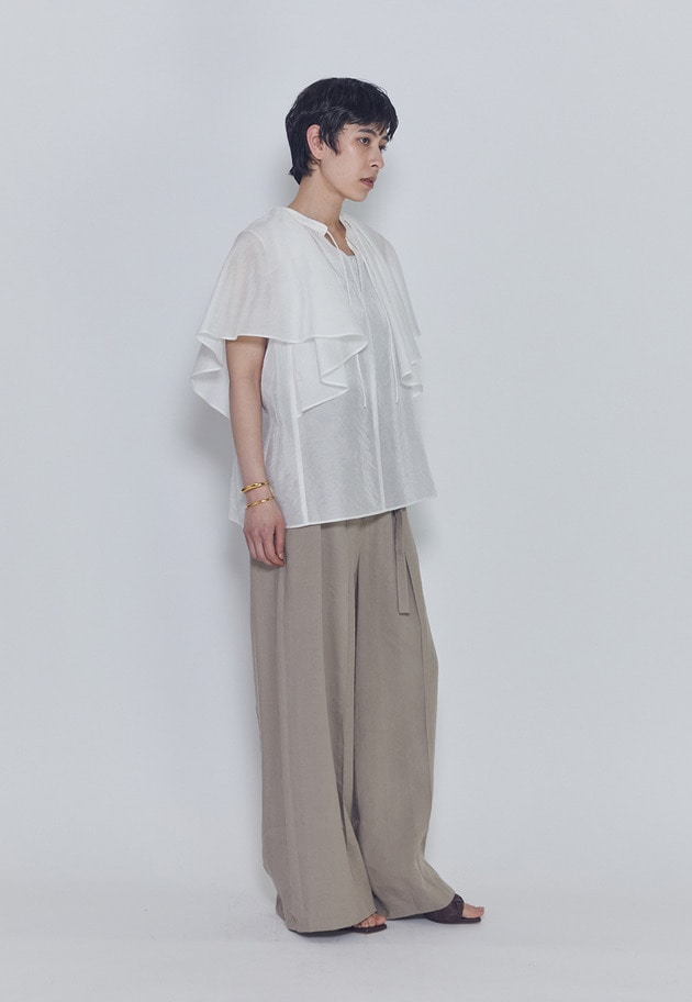 【予約】シアーキュプラシルクラッフルブラウス 詳細画像 Offwhite 3