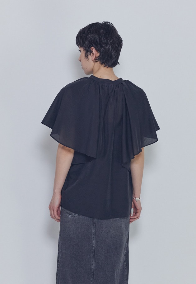 【予約】シアーキュプラシルクラッフルブラウス 詳細画像 Black 3