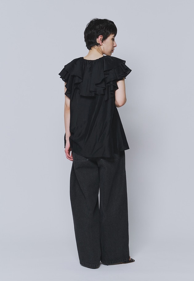 シアーテンセルフリルブラウス 詳細画像 Black 5