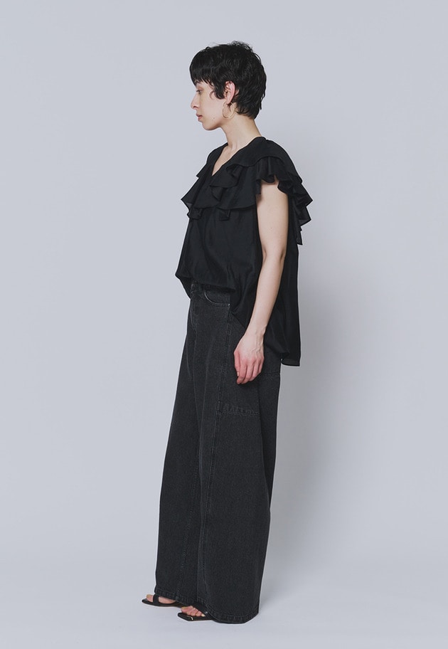 シアーテンセルフリルブラウス 詳細画像 Black 6