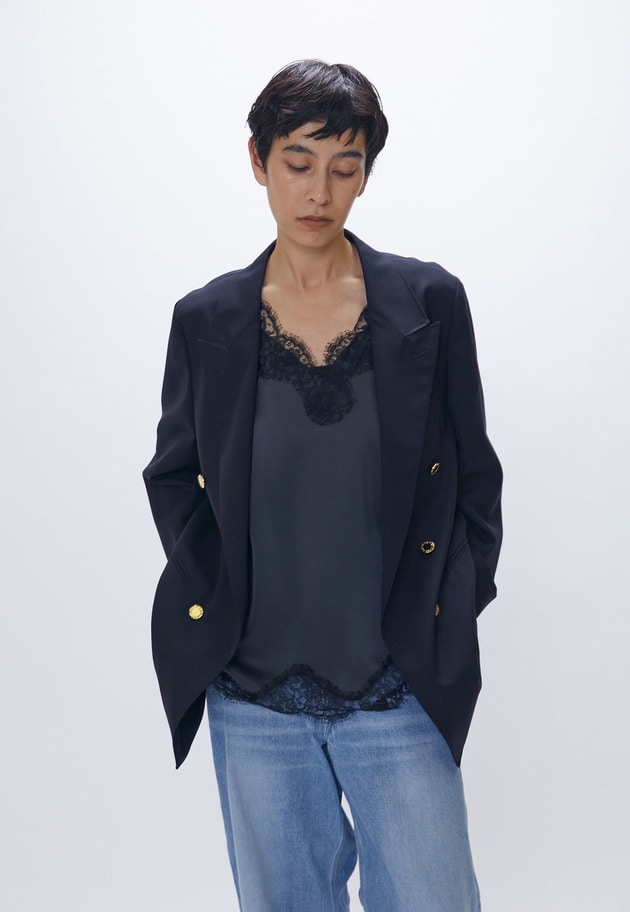 【追加予約・新色あり】レースサテンキャミソール 詳細画像 Charcoal 1