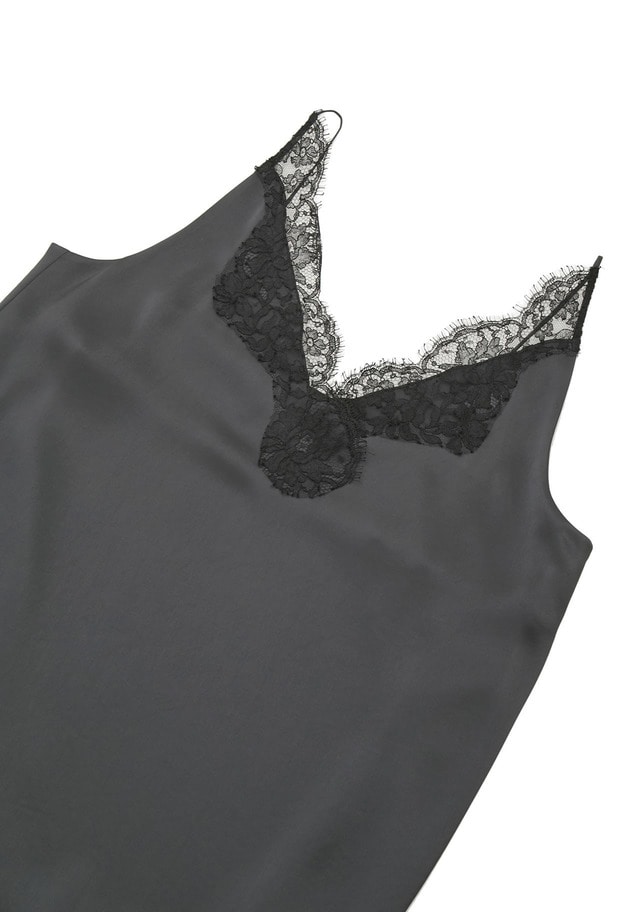【追加予約・新色あり】レースサテンキャミソール 詳細画像 Charcoal 10