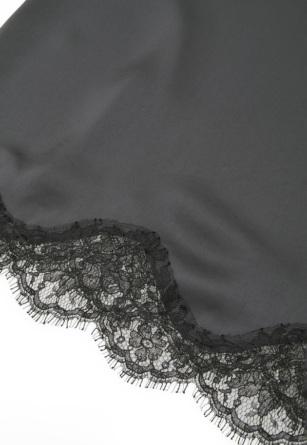 【追加予約・新色あり】レースサテンキャミソール 詳細画像 Charcoal 13