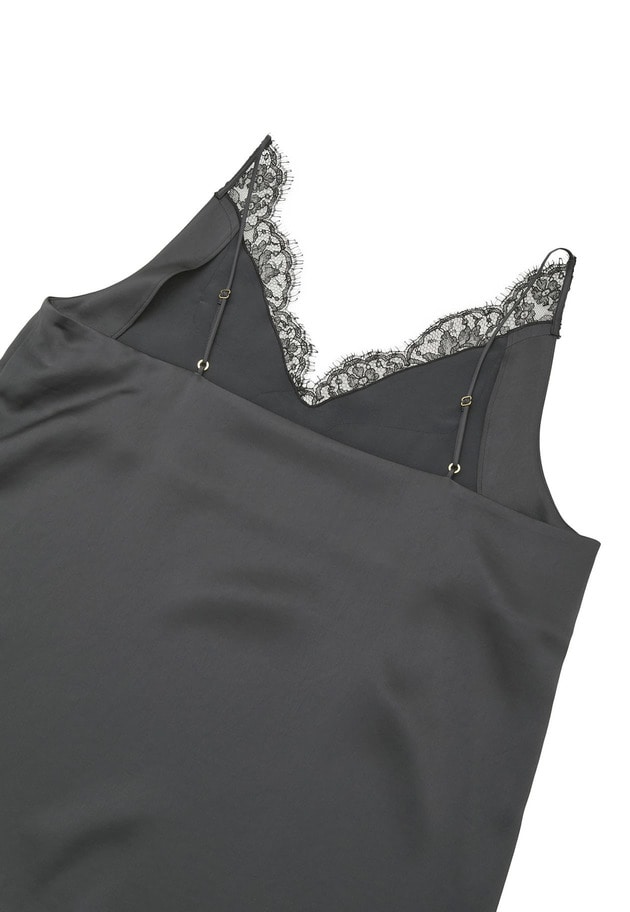 【追加予約・新色あり】レースサテンキャミソール 詳細画像 Charcoal 14
