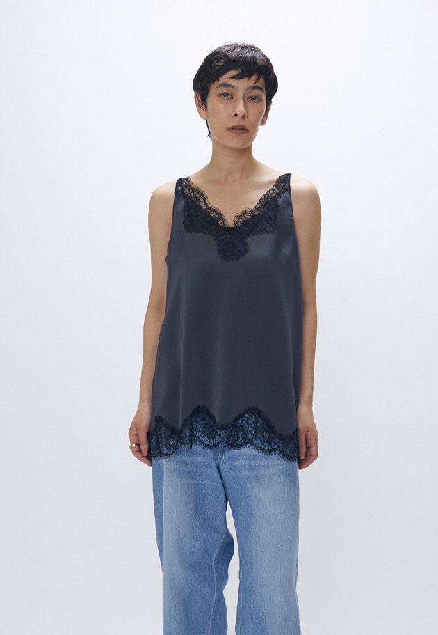 【追加予約・新色あり】レースサテンキャミソール 詳細画像 Charcoal 3