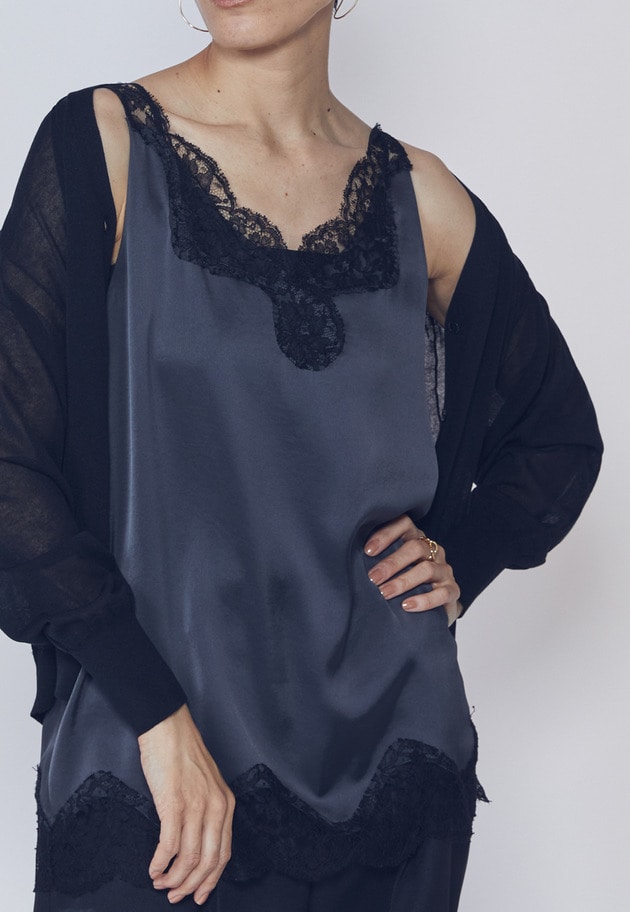 【追加予約・新色あり】レースサテンキャミソール 詳細画像 Charcoal 6