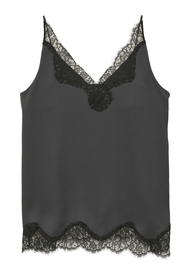 【追加予約・新色あり】レースサテンキャミソール 詳細画像 Charcoal 8