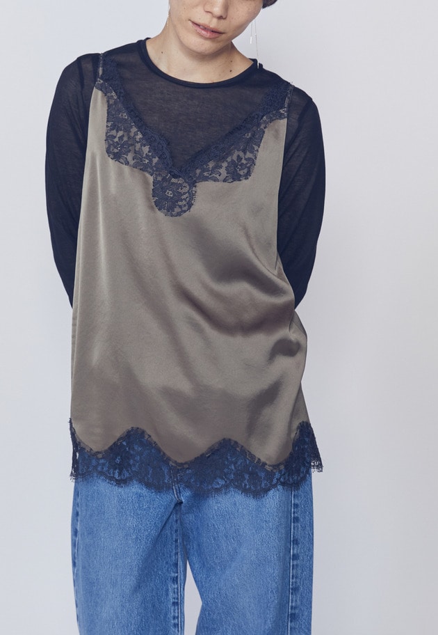 【追加予約・新色あり】レースサテンキャミソール 詳細画像 Mocha 2