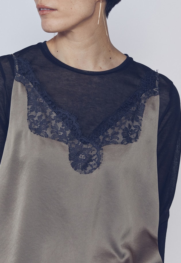 【追加予約・新色あり】レースサテンキャミソール 詳細画像 Mocha 3