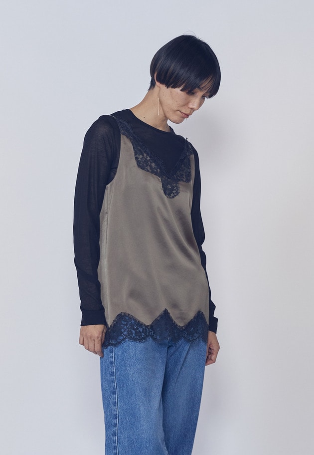 【追加予約・新色あり】レースサテンキャミソール 詳細画像 Mocha 4