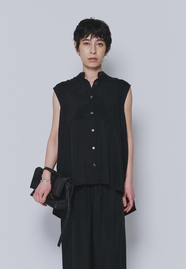 キュプラフィブリルノースリーブシャツ 詳細画像 Black 1