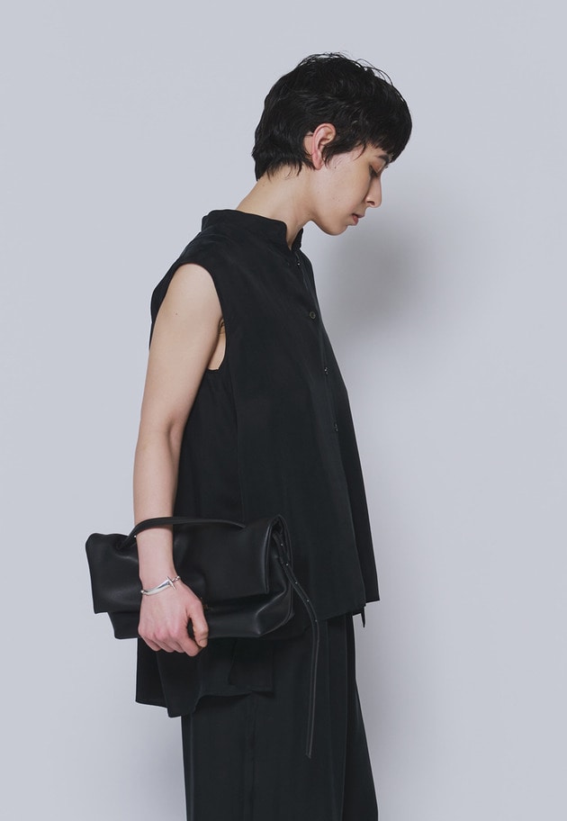 キュプラフィブリルノースリーブシャツ 詳細画像 Black 2