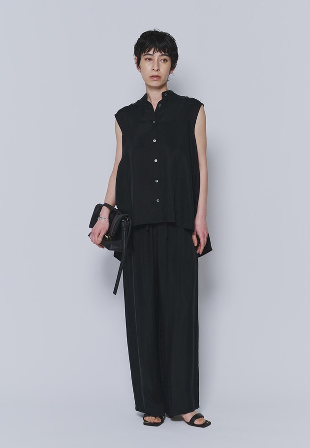 キュプラフィブリルノースリーブシャツ 詳細画像 Black 3