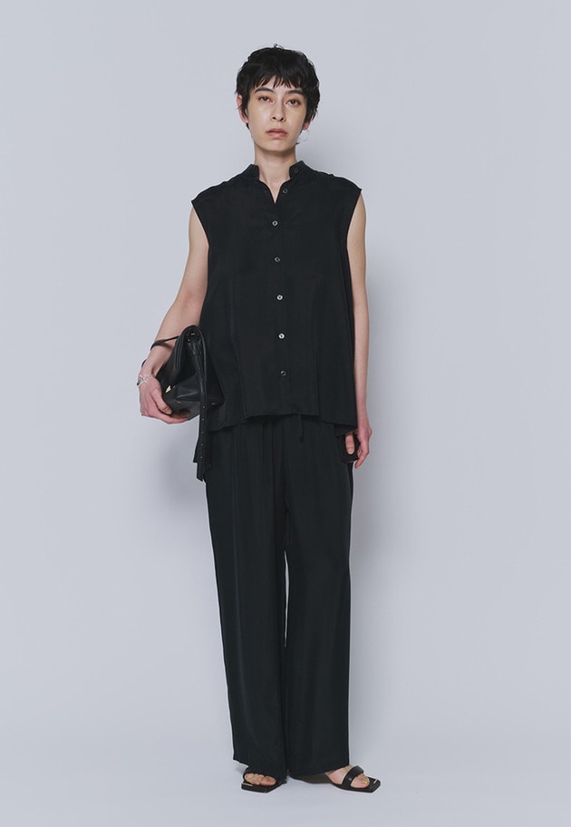 キュプラフィブリルノースリーブシャツ 詳細画像 Black 4