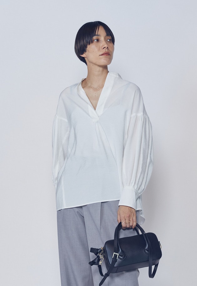 モダールナイロンシルクスキッパーブラウス 詳細画像 Offwhite 1