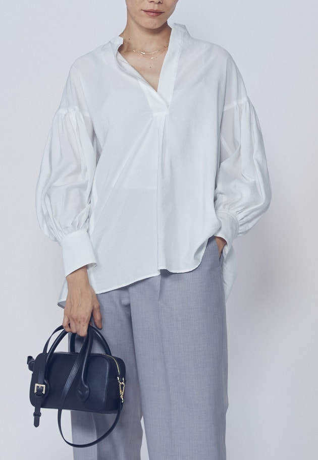 モダールナイロンシルクスキッパーブラウス 詳細画像 Offwhite 3