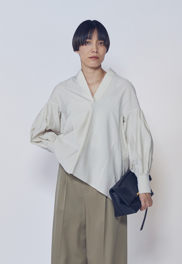 モダールナイロンシルクスキッパーブラウス 詳細画像 Beige 1